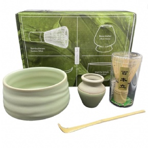 WBG High Quality Custom Logo Matcha Tea Kit Ceramic Matcha Bowl Bamboo Whisk Tea Making Set Japanese Matcha Kit